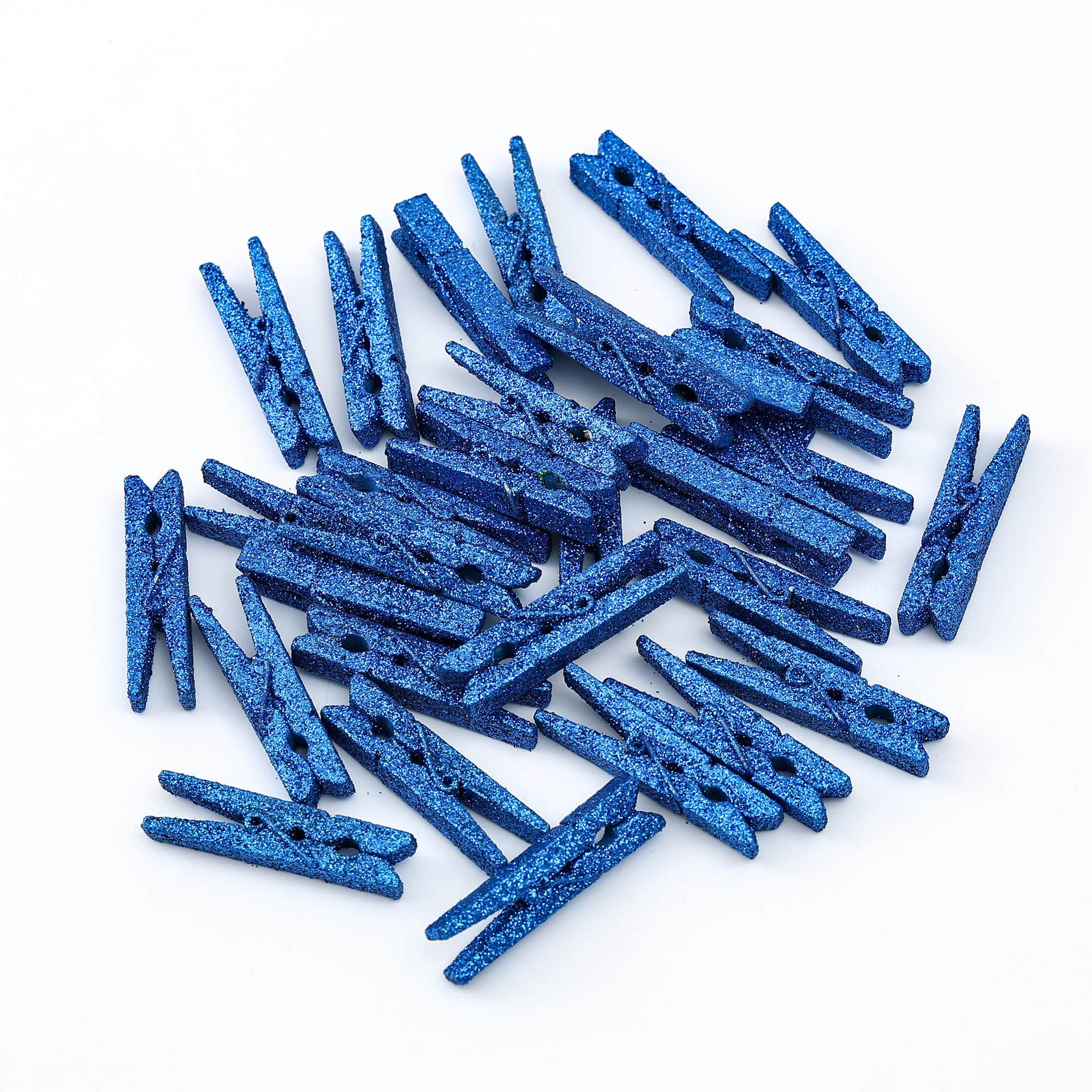 50PCS Mini Glitter Wood Clothespins - Small Sparkle Clothespins, 2inch Color Clothes pins for DIY Art Crafts, Party Décor, Clip Pictures Photos,