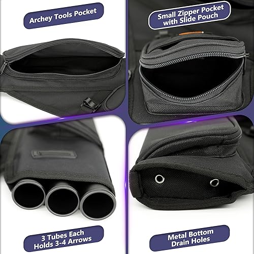 Miniatura 69 de SUNYA Carcaj de cadera de tiro con arco para flechas. Incluye 3 tubos de soporte de flecha, bolsillos de accesorios y cinturón de cintura. Apto
