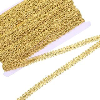 13 Yards Gold Braid Trim 1/2 Inch Golden Decrative Woven Fabric Lace Upholstery Trim for Sewing Costume Curtains Slipcover Decoration DIY Crafts
