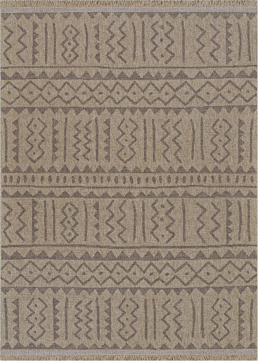 Couristan Naturalistic Moroccan Flatwoven Rug - 5'3" X 7'6" Brown Fall Rugs for Dining Room, Bedroom, Patio, Durable, Low Pile Home Decor, Easy to Clean, Indoor Outdoor Area Rug with Fringes