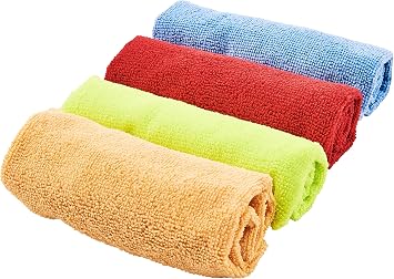 Amtech - Multi-Purpose Microfibre Cloths for Variety of Cleaning Tasks, Anti-Static and Easily Traps Dirt without Damaging Surfaces, Vibrant Colours, Washable and Reusable 4 Pack