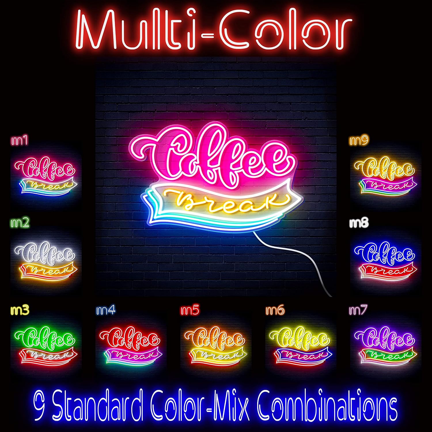 ADVPRO Coffee Break Extra-Large Ultra-Bright LED Neon Sign - Multi-Color 8 - st16s53-fn-j0031-m8