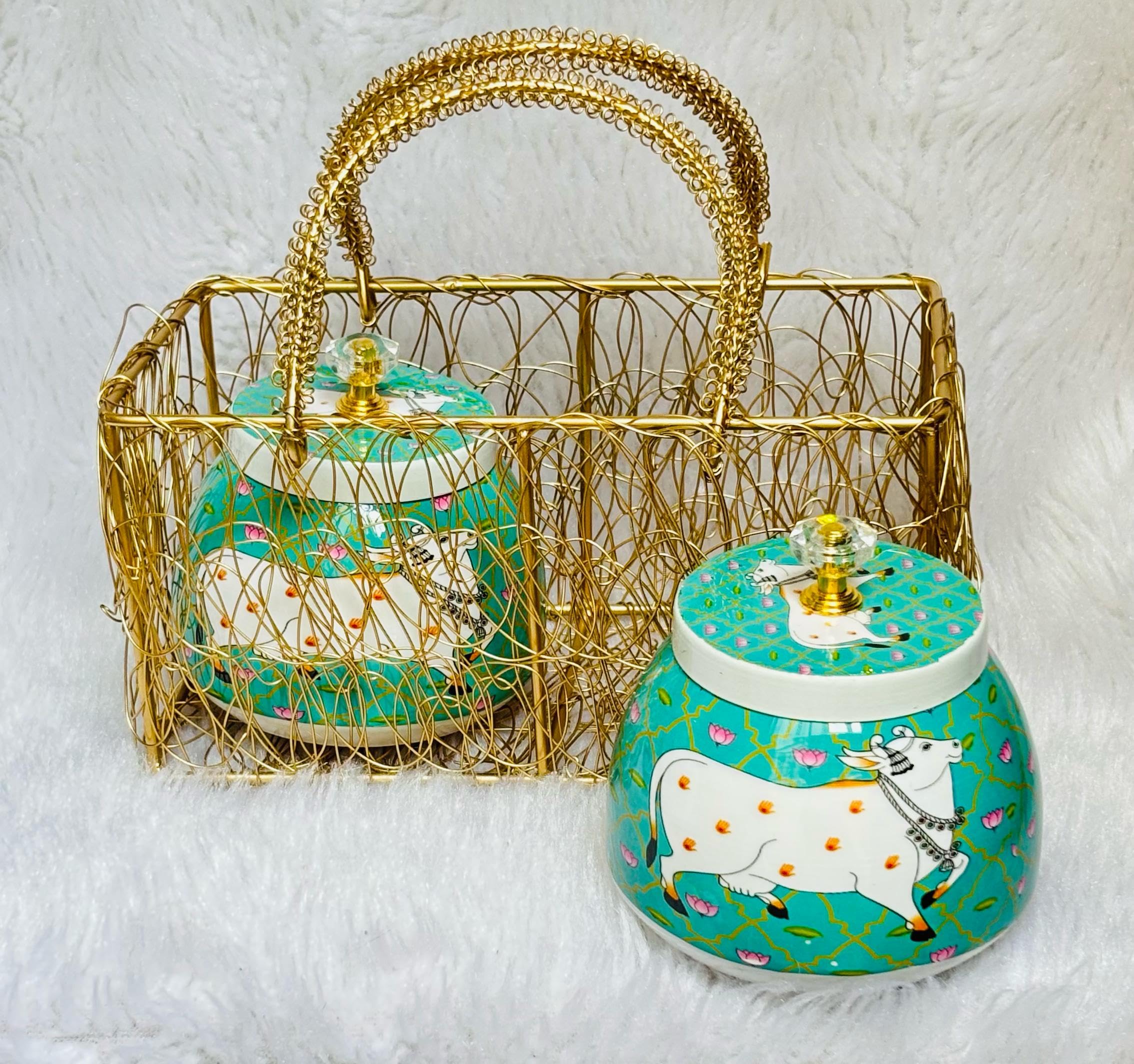 Buy pichwai Container jar Box Meenakari Design Return Gift set