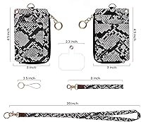 Vista 24 de Soporte de tarjetas de ID 2 en 1, cartera chica multiusos, correa de muñeca extraíble, cordón para cuello, ventana clara, 5 ranuras, para teléfono