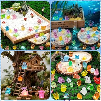 100Pcs Mini Glow in The Dark Animal Resin Models,Mystery Resin Animals Blind Bag,Individually Wrapped Blind Bags Luminous Figures for Decor Micro Garden Landscape Aquarium Craft Gifts Party Favors