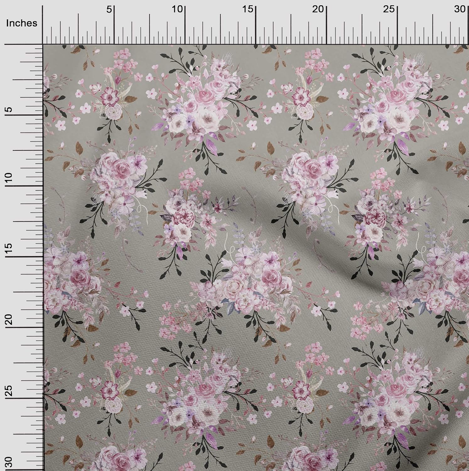 oneOone Cotton Jersey Dusty Gray Fabric Watercolor Leaves & Flower Floral Quilting Supplies Print Sewing Fabric by The Yard 58 Inch Wide