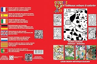 Velvet Chalkboards - 4 Animal Colouring Pages - Pocket Size 19 x 13.5 cm