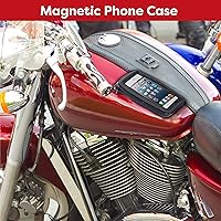 Vista 2 de The Nekid Cow Funda impermeable para teléfono celular para motocicleta, bolsa magnética para teléfono celular con bolsillo grande con cremallera