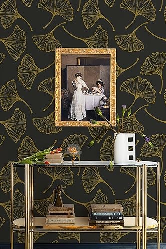 Miniatura 5 de CiCiwind Papel tapiz adhesivo de hojas de ginkgo para despegar y pegar, papel de contacto de 17.3 x 118 pulgadas, papel tapiz autoadhesivo extraíble