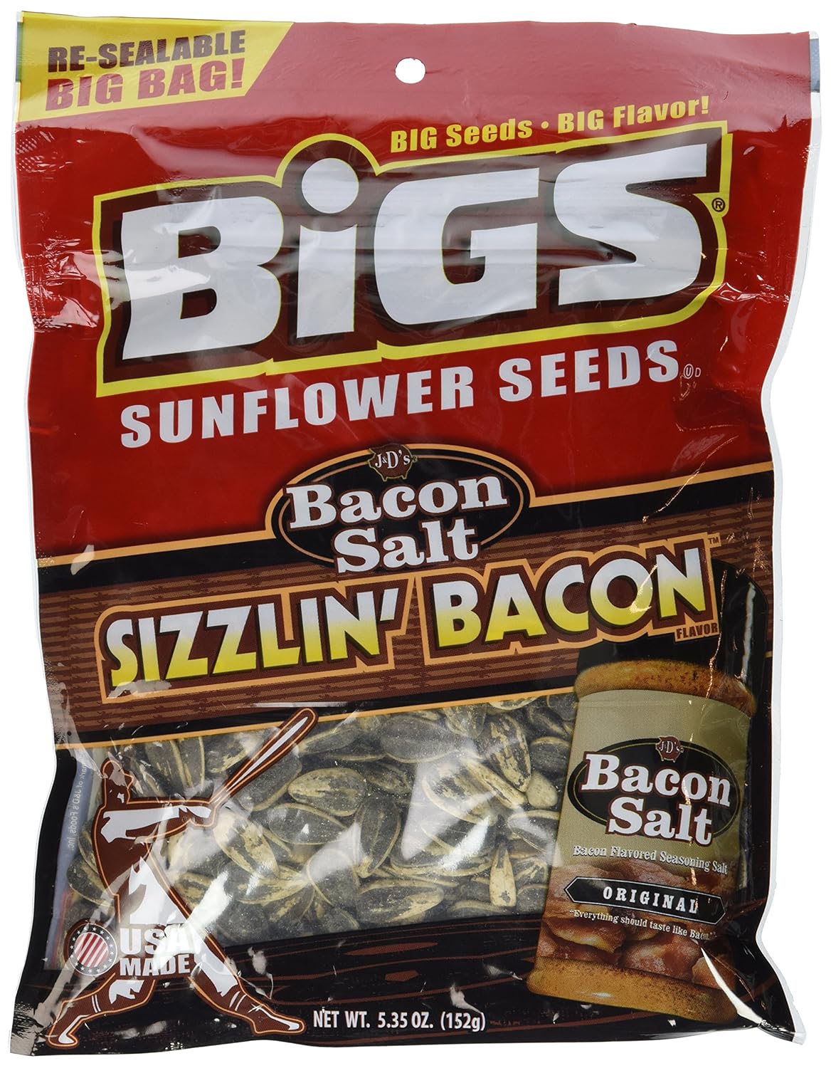 Bigs Sunflower Seeds (Pack of 2) (Bacon Salt Sizzlin Bacon