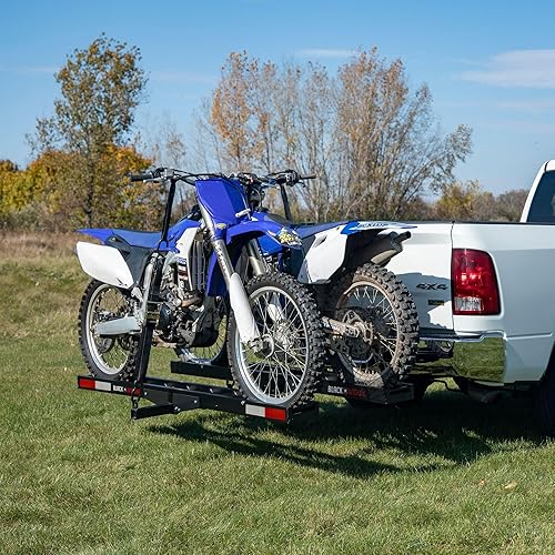 Miniatura 2 de Black Widow Portador de Enganche Doble para Motocicleta de Aluminio Anodizado Ligero Resistente al Óxido con Rampa de Carga, Capacidad de 600 lb.,