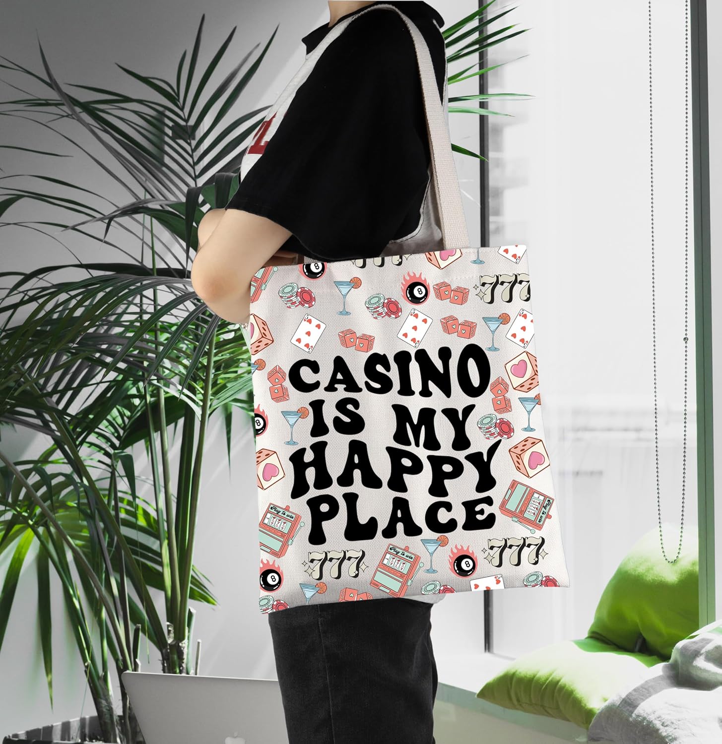 ENSIANTH Casino Player Gift Poker Player Hangbag777 Slot Machine Tote Bag Casino Gambler Bag Gambling Lover Gift