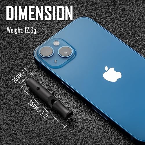 Miniatura 5 de KeyUnity Silbato de emergencia de titanio con cordón de metal, 120 dB+, silbato de supervivencia al aire libre de una pieza, ultraligero, a prueba