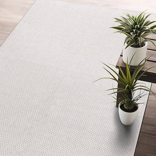 CAMILSON Easy - Alfombra de yute de 4 x 6 pies, para interiores y exteriores, color blanco hueso, para sala de estar, patio y cocina, diseño de