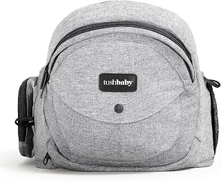 Tushbaby Original Hip Seat Baby Carrier: Supports Babies & Toddlers up to 45 lbs, Safety Certified, Lightweight No-Foam with Storage, Grey