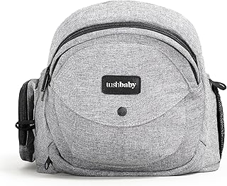 Tushbaby Baby Hüfttrage | Hüftsitz Baby | Seitliche Babytrage für Babys und Kleinkinder 0–3 Jahre bis 20 kg | Ergonomische Tragehilfe Baby mit Stauraum | Grau