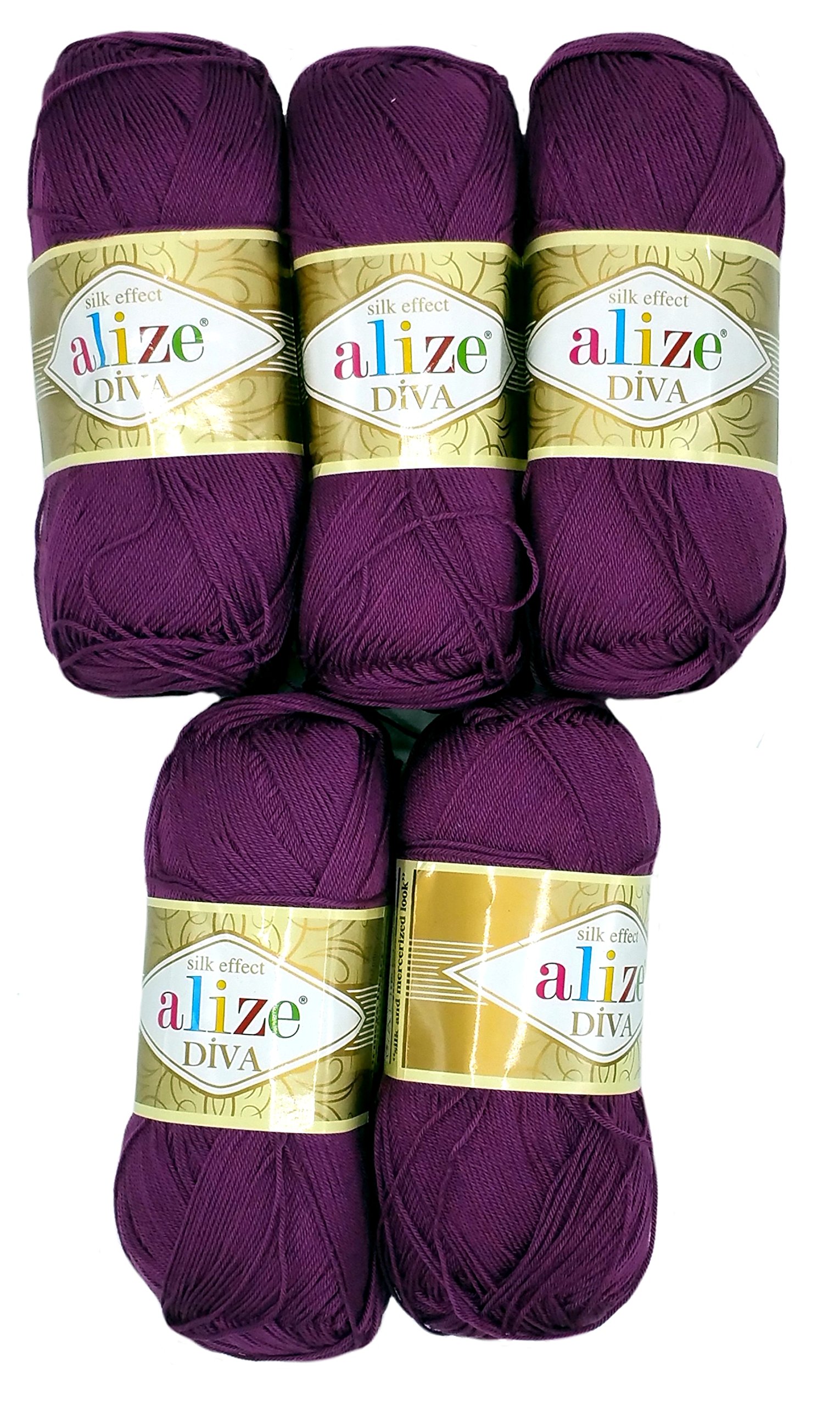 5 x 297 100 g Wool Diva Batik Purple 500 Gram Mercerised Wool Knit