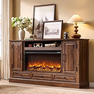 12 Electric Fireplace Ideas with TV for Small Living Rooms 13 ACCOHOHO Fireplace TV Stand for 80 Inch TV, 35.7