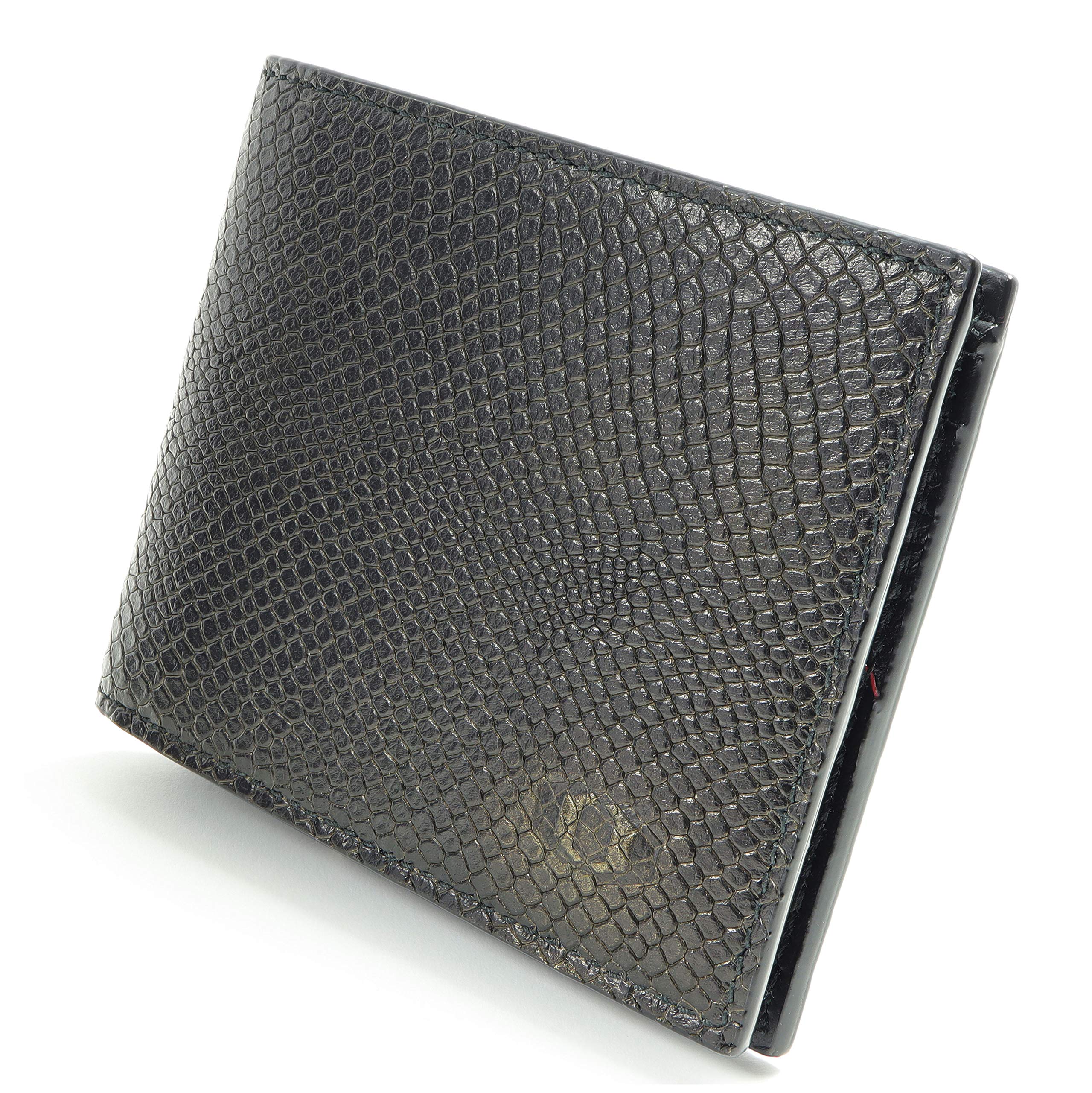 ColdFire Snake Eye Slim Leather Wallet - 6 Card Slots - RFID Blocking - Bifold - Multi Compartment Design - Snakeskin Pattern - Limited Edition (Black