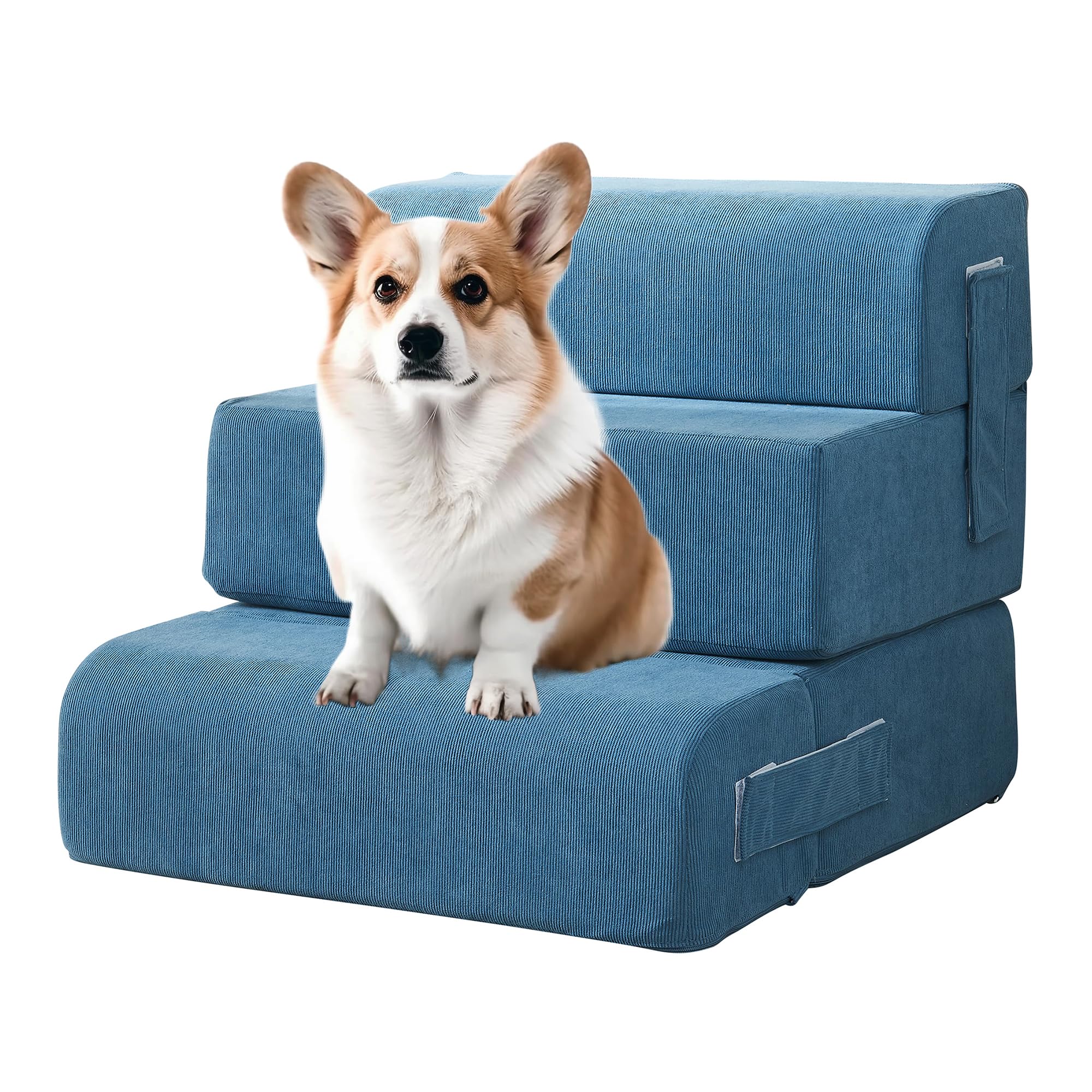 [en.casa] Scaletta Modulare per Animali Domestici Scale Cuccia in 4 Elementi Imbottiti Componibili per Cani Gatti di Taglia Piccola Rivestimento in Velluto a Coste - Blu