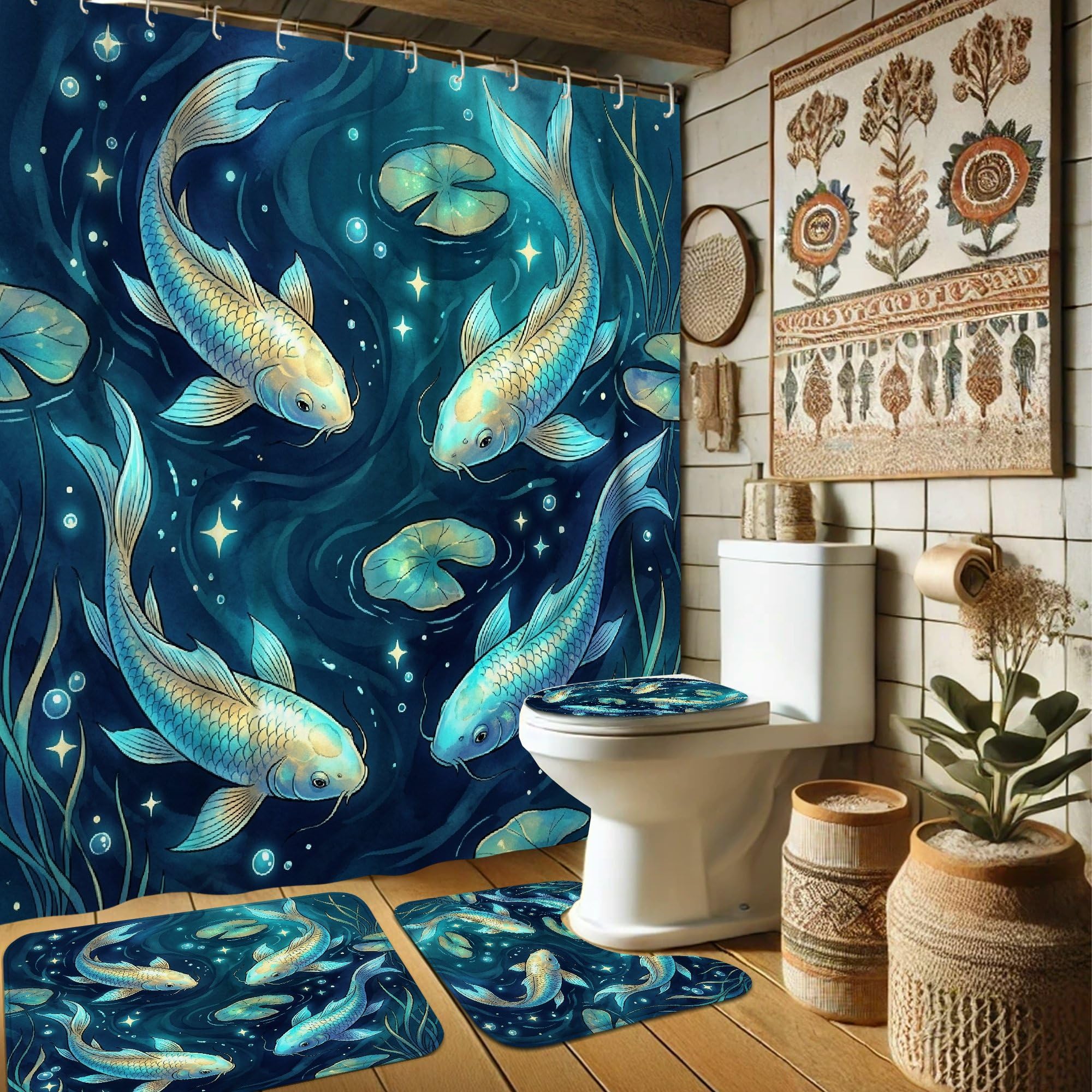 Rideau de douche bleu sarcelle 183x183 cm pour dortoir et salle de bain moderne