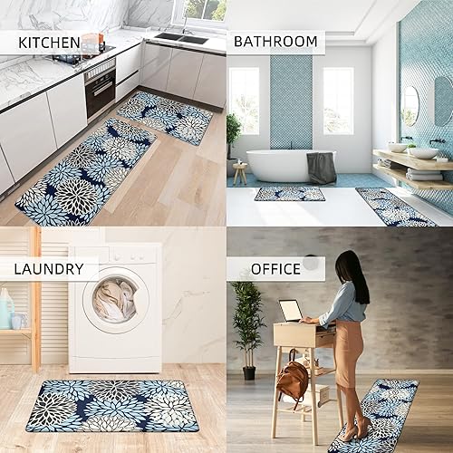 Miniatura 85 de Juego de 2 tapetes de cocina acolchados antifatiga, impermeables, antideslizantes, tapete de espuma viscoelástica, tapete cómodo para fregadero