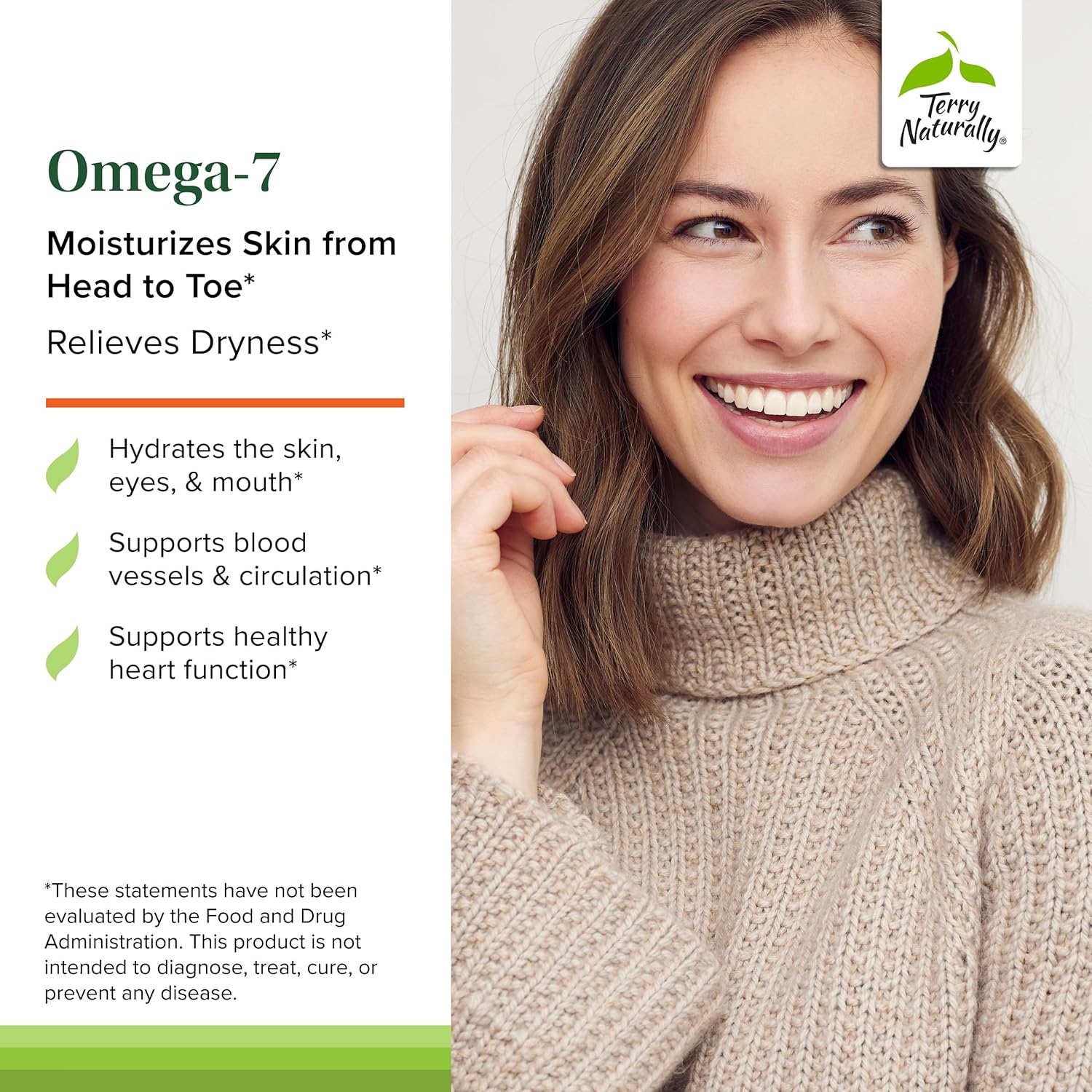 Terry Naturally Omega-7 - Dietary Supplement with Essential Fatty Acids - Nutritional Supplement to Support Skin Health with Sea Buckthorn, Berry Pulp & Seed Oil - 60 Softgels