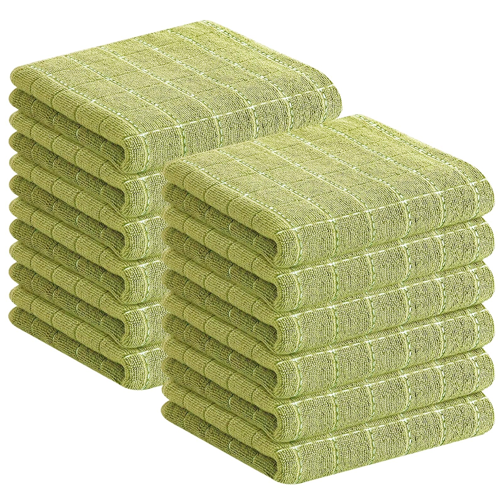 Homaxy 100% Cotton Terry Kitchen Towels, 12 Pack, Sage Green | Ultra Soft and Absorbent Dish Towels for Kitchen, Suitable for Drying and Washing Dishes
