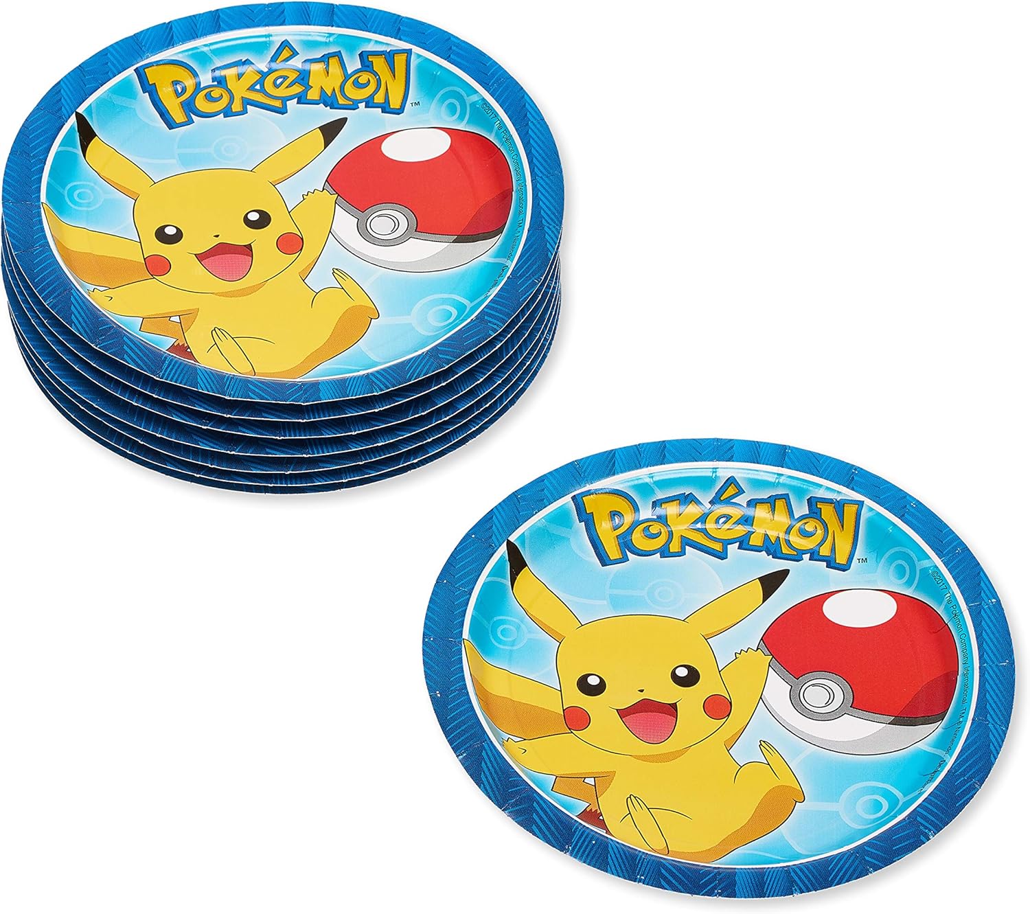 Vibrant Multicolor Pokemon Round Plates - 7" (Pack of 8) - Fun, Durable Design - Perfect for Kids' Parties and Celebrations
