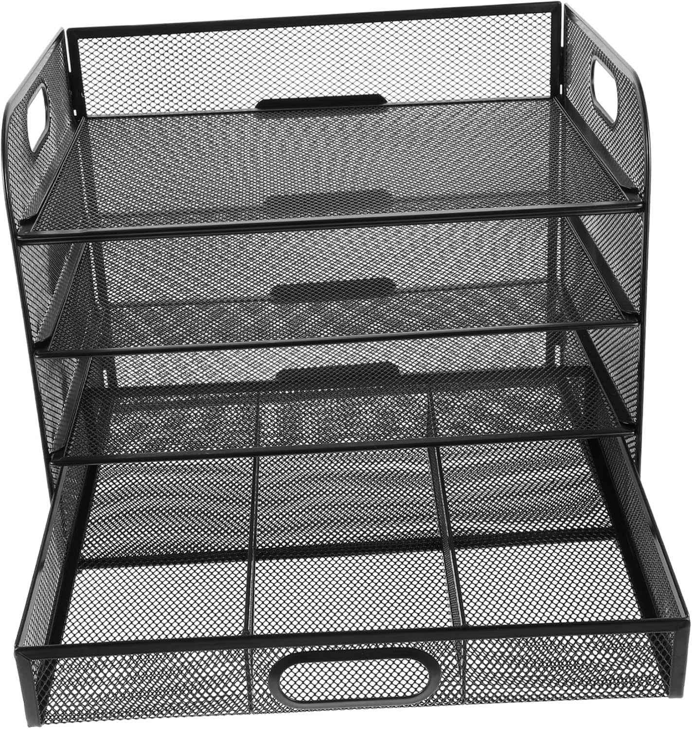 4-Tier Metal Mesh File Organizer Drawer Desktop Document Rack for Office Supplies Letter Holder File Sorter Suitable for Home and Office Use