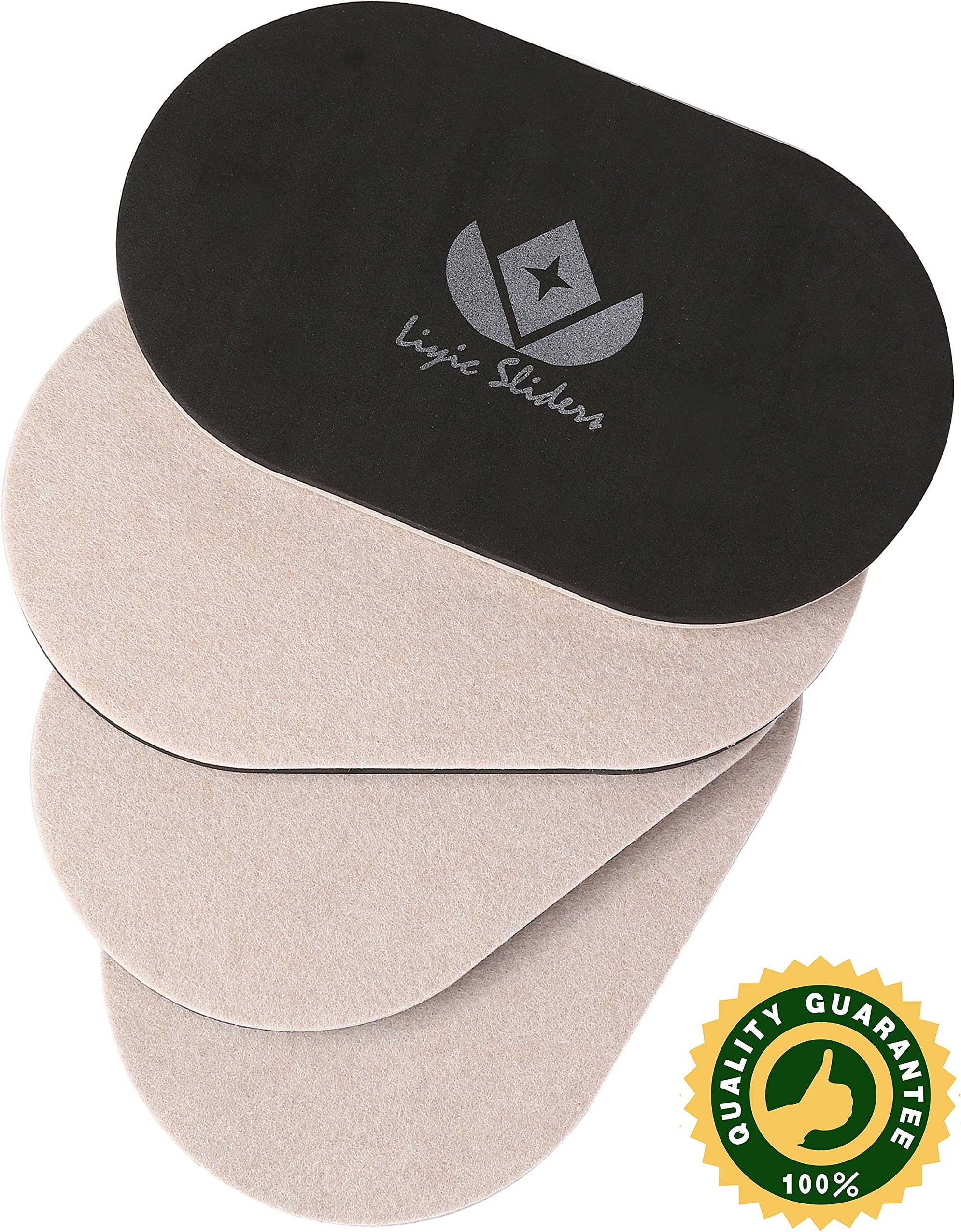 4-PACK 9.5 In. x 5-3/4 In.Premium Oval Heavy Furniture Movers For Wood Floor,Felt Furniture Slider , Heavy Duty Felt Furniture Sliders,Furniture Mover,Reusable Furniture Moving Pads-LINKW