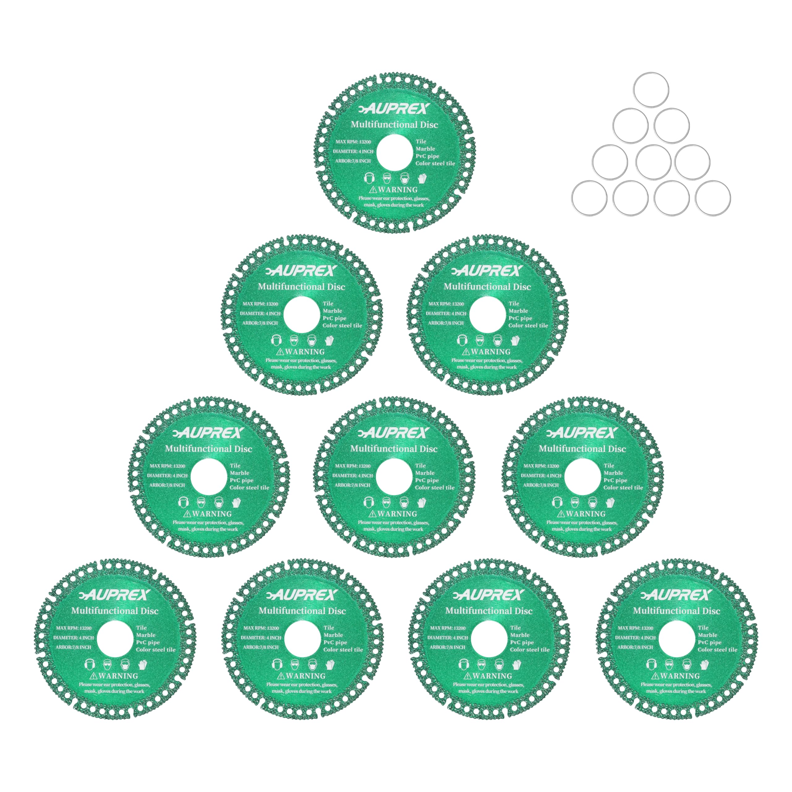 AUPREX10 Pack 4 Inch Indestructible Disc for Grinder, Cutting Disc Compatible with 7/8" Angle Grinder, Multifunctional Cutting Saw Blade for Smooth Cutting, Chamfering, Grinding All Materials-Green