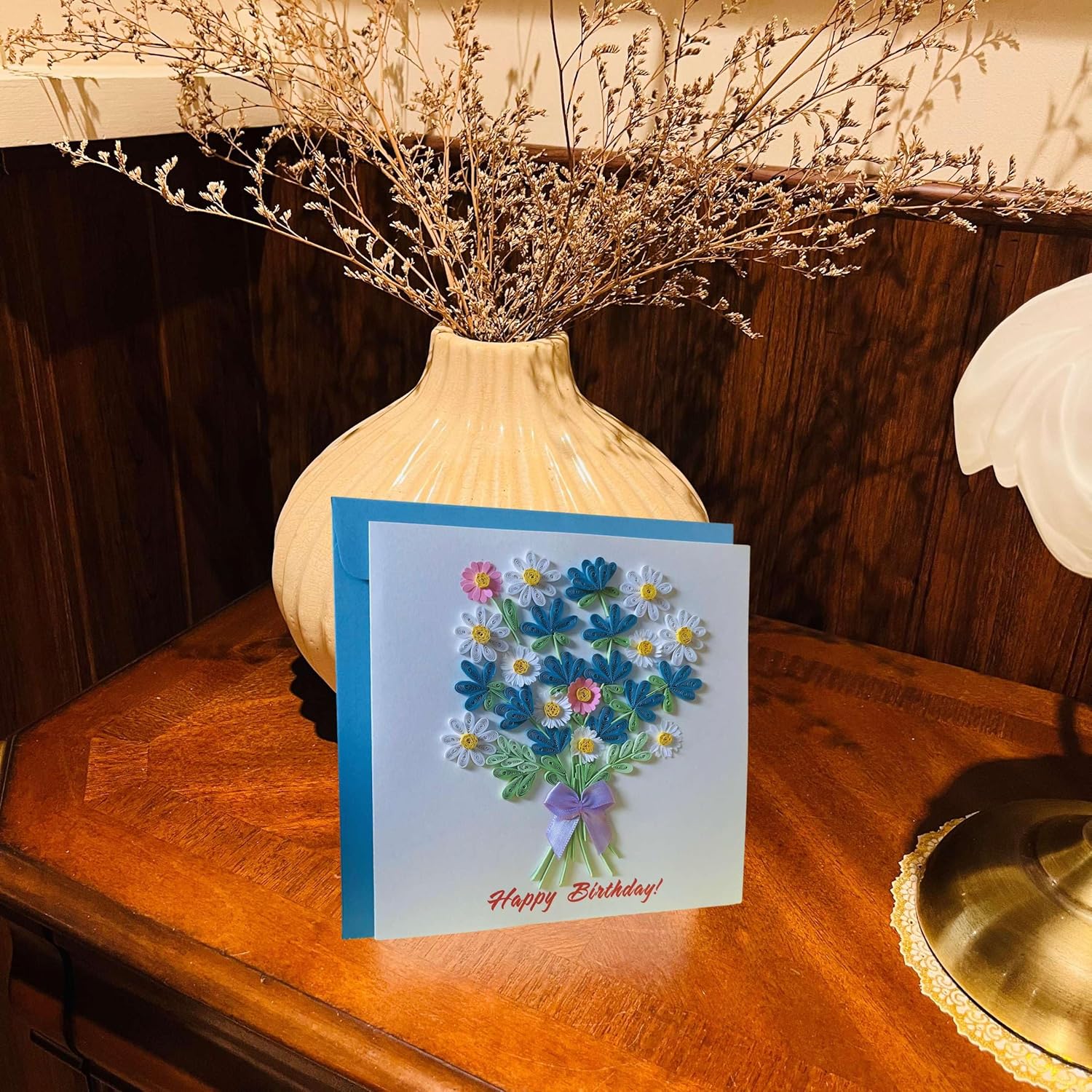 Quilling Card, Birthday Cards, handmade birthday card and gift, handcrafted cards for mother and girls with HPBD daisy designs - Image 6