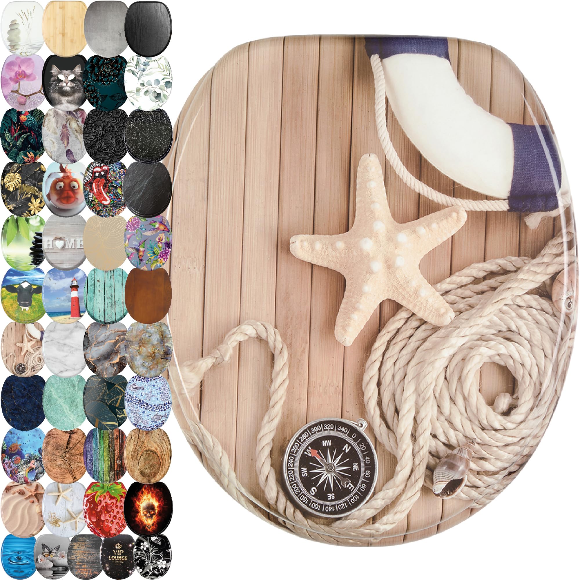Sanilo Toilet Seat, Great Range of Colorful Toilet Seats, Stable Hinges, Easy to Mount (Maritime)