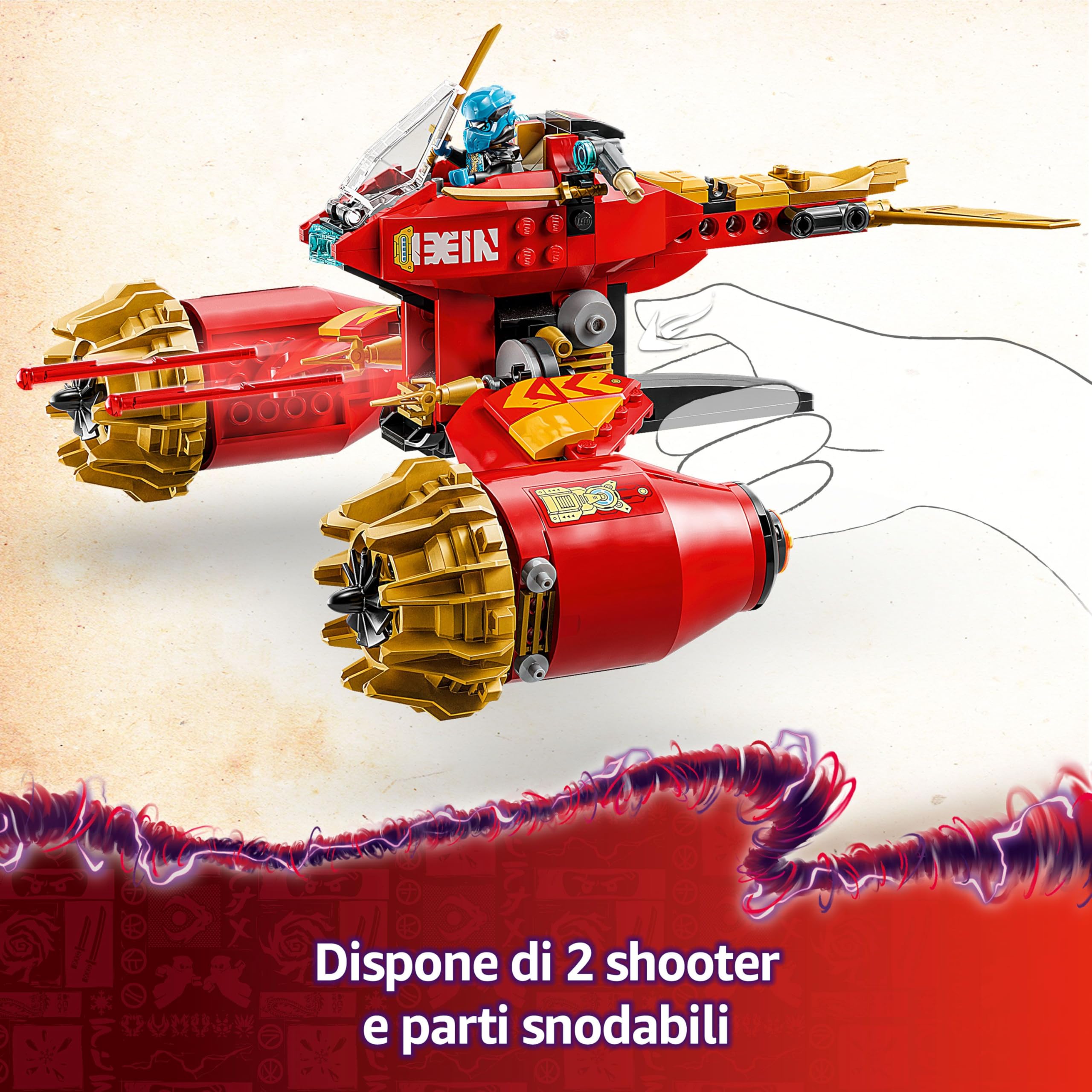 LEGO NINJAGO Mech Storm Rider di Kai - 2 Veicoli Trasformabili in Figura Snodabile e Moto Giocattolo, Set con 3 Minifigure e Armi, Giochi per Bambini e Bambine da 7 Anni da La Rivolta dei Draghi 71830