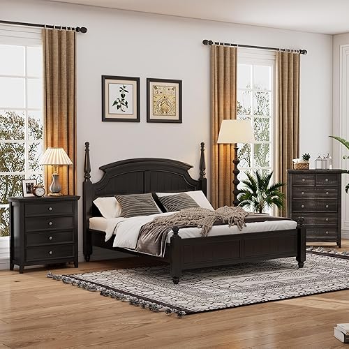 Miniatura 6 de VAWEP Cómoda para dormitorio, 4 cajones, cómoda moderna de 4 cajones para sala de estar, armario de almacenamiento beige, mesita de noche alta para