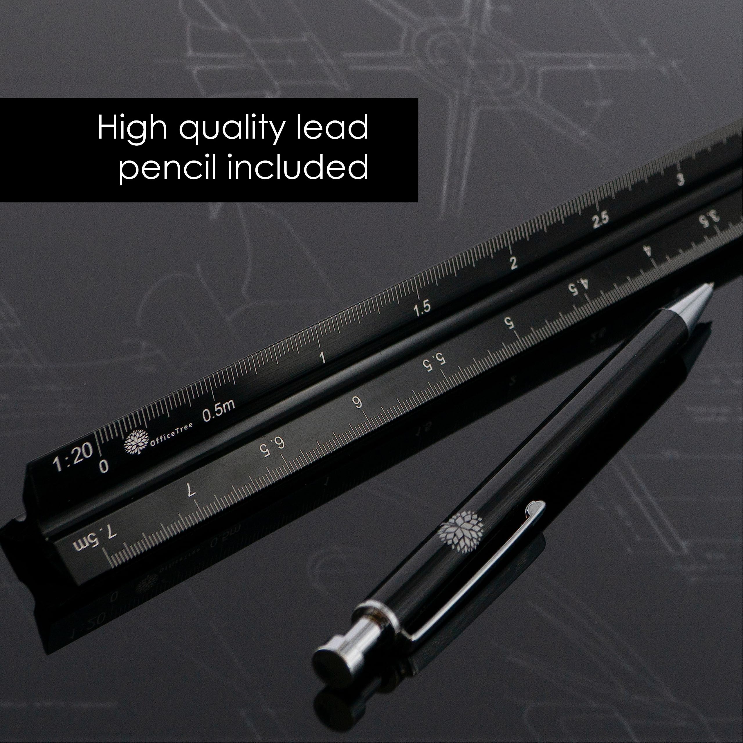 OfficeTree Scale Ruler Architect 30cm with Mechanical Pencil ...