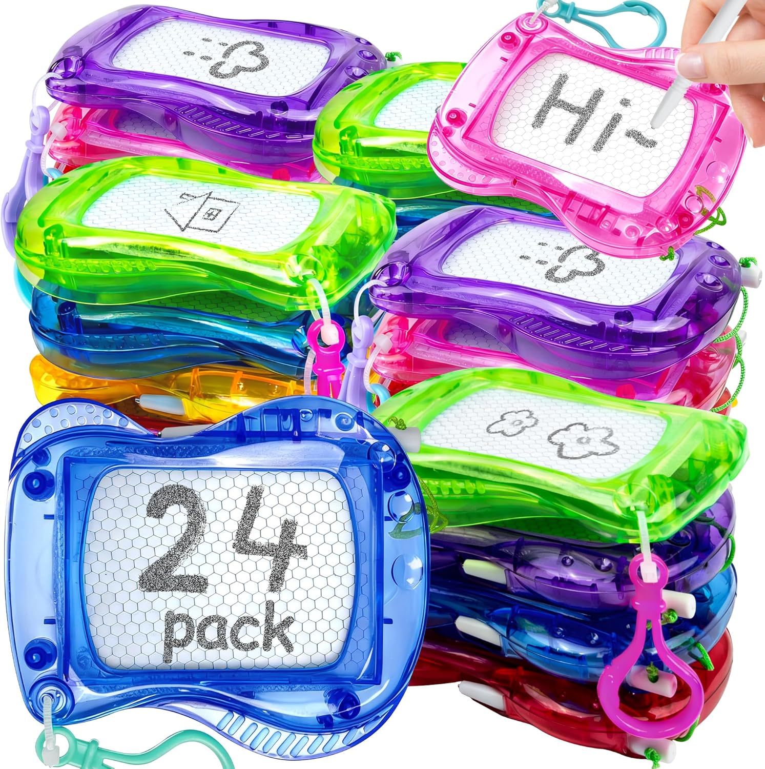 24 Pack Mini Magnetic Drawing Board for Kids, 6 Colors Kids Magnetic Drawing Erasable Sketch Pad, Portable Doodle Pad Toy Bulk for Goodie Bag Fillers Birthday Gift Classroom Party Favors