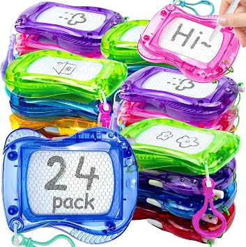 24 Pack Mini Magnetic Drawing Board for Kids, 6 Colors Kids Magnetic Drawing Erasable Sketch Pad, Portable Doodle Pad Toy Bulk for Goodie Bag Fillers Birthday Gift Classroom Party Favors