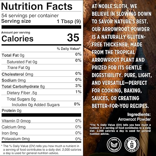 Miniatura 2 de Noble Sloth Polvo de arrurruz orgánico prémium de 16 onzas, almidón de arrurruz natural puro, sin gluten, sin OMG, espesante para cocinar y hornear,