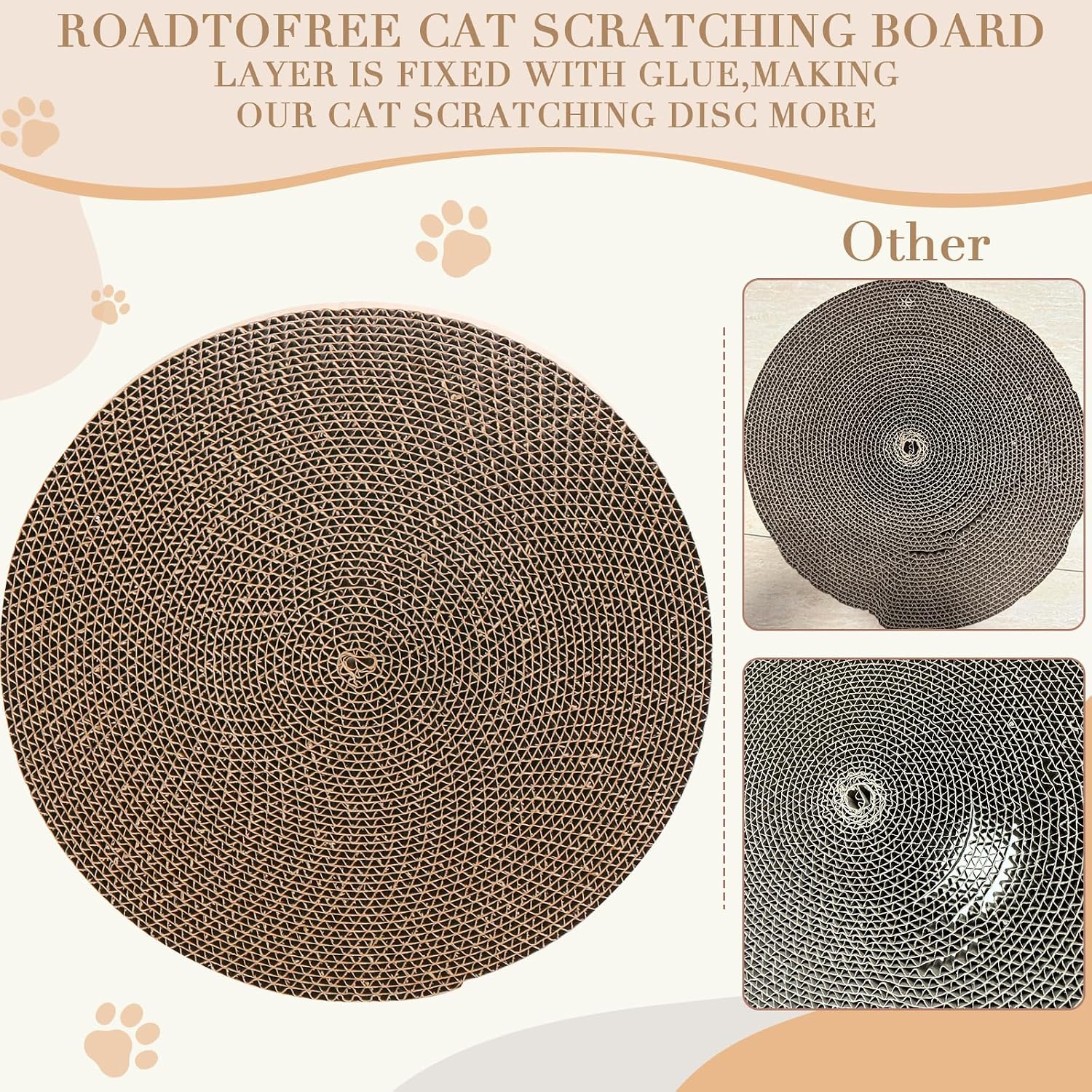 Round Cat Scratcher Replacement Pads -Circle Cat Scratcher Pad Cardboard Cat Scratchers Refill 10 inch Diameter 7/8 inch Thickness Pet Supplies, Relieves Stress, Supports Pet Behaviors, 4 Count