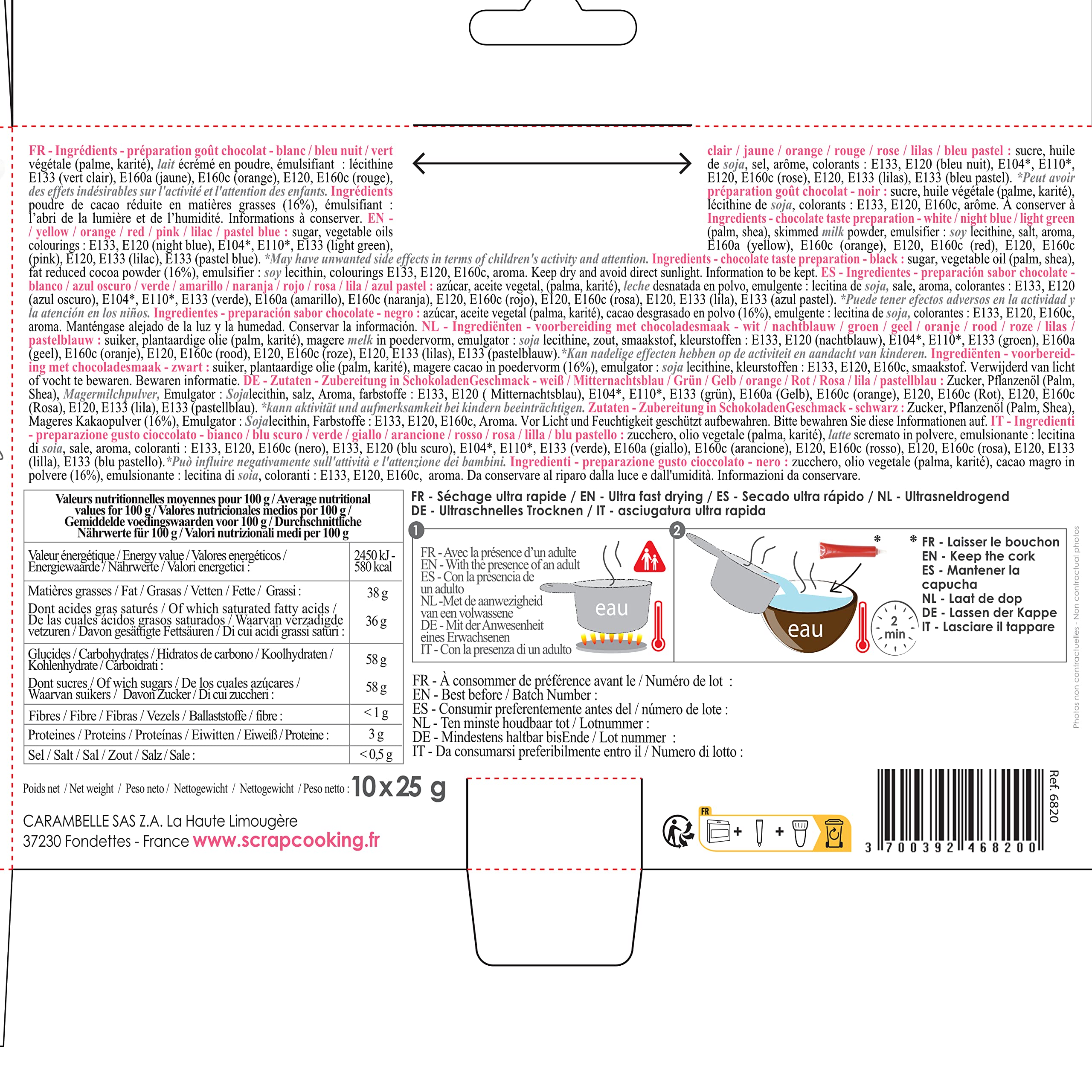 ScrapCooking - 10er-Set Schoko-Stiften - Lebensmittelstifte Schokoladen - Essbarer Dekorativer Zuckerstift - Schreiben und Zeichnen - Beschriftung von Fondant, Glasuren, Torten - 6820