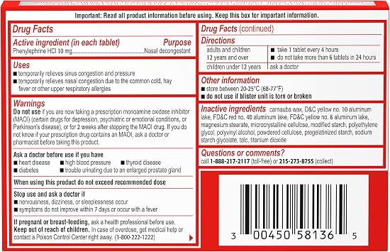 Sudafed PE Congestion and Sinus Pressure Relief Tablets, Non-Drowsy Maximum Strength Nasal Decongestant with Phenylephrine HCI, 36 ct (Pack of 2)