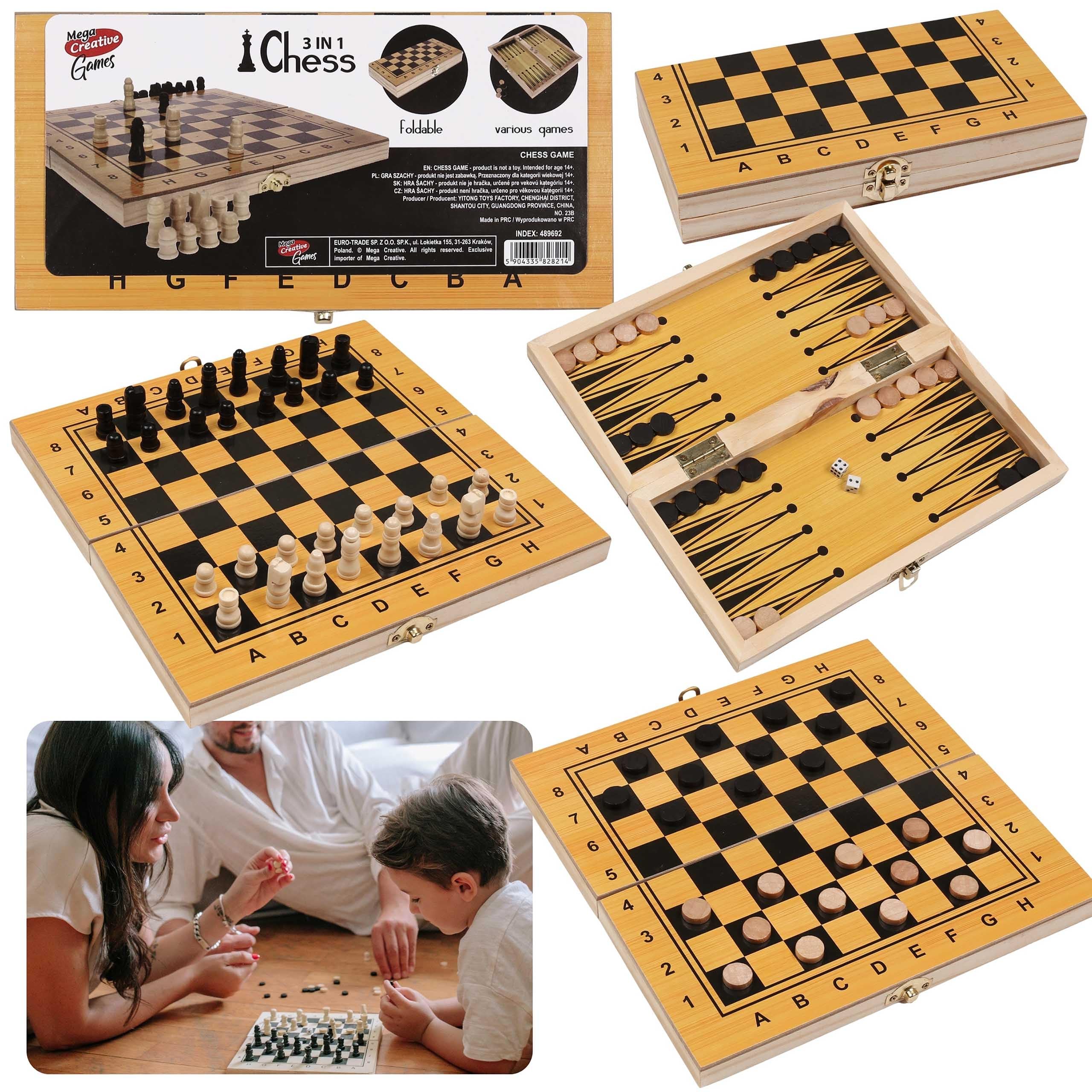 Chess WOODEN 3in1, checkers, triktrak board game CHESSBOARD 24x24 (Wooden Chess) - Image 2