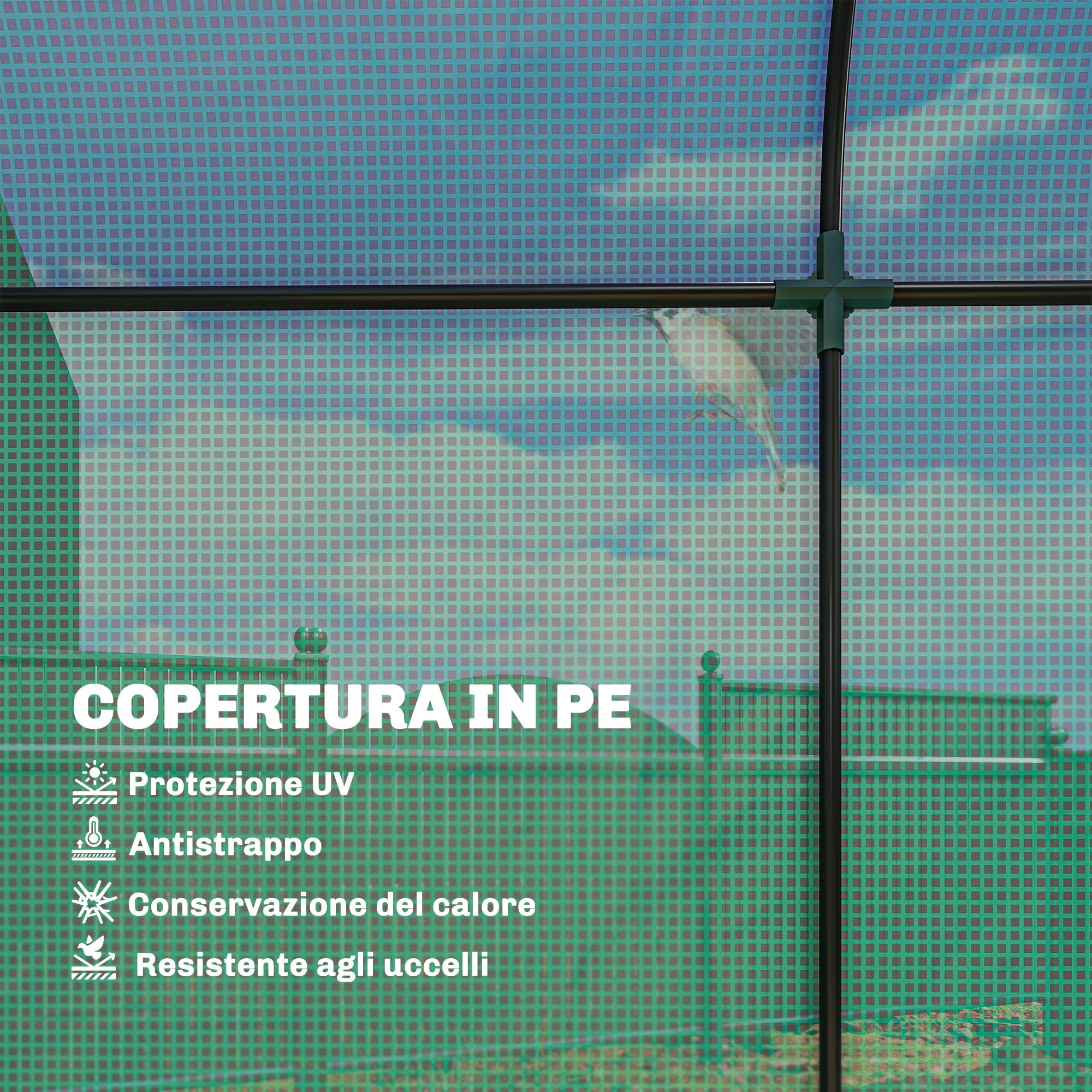 Outsunny Serra da Balcone Porta Avvolgibile Anti UV 170x68x200 cm Verde | Finestre Avvolgibili, Serra per Orto, Struttura in Acciaio, Copertura PE, per Piante, Verdure, Fiori, Frutta