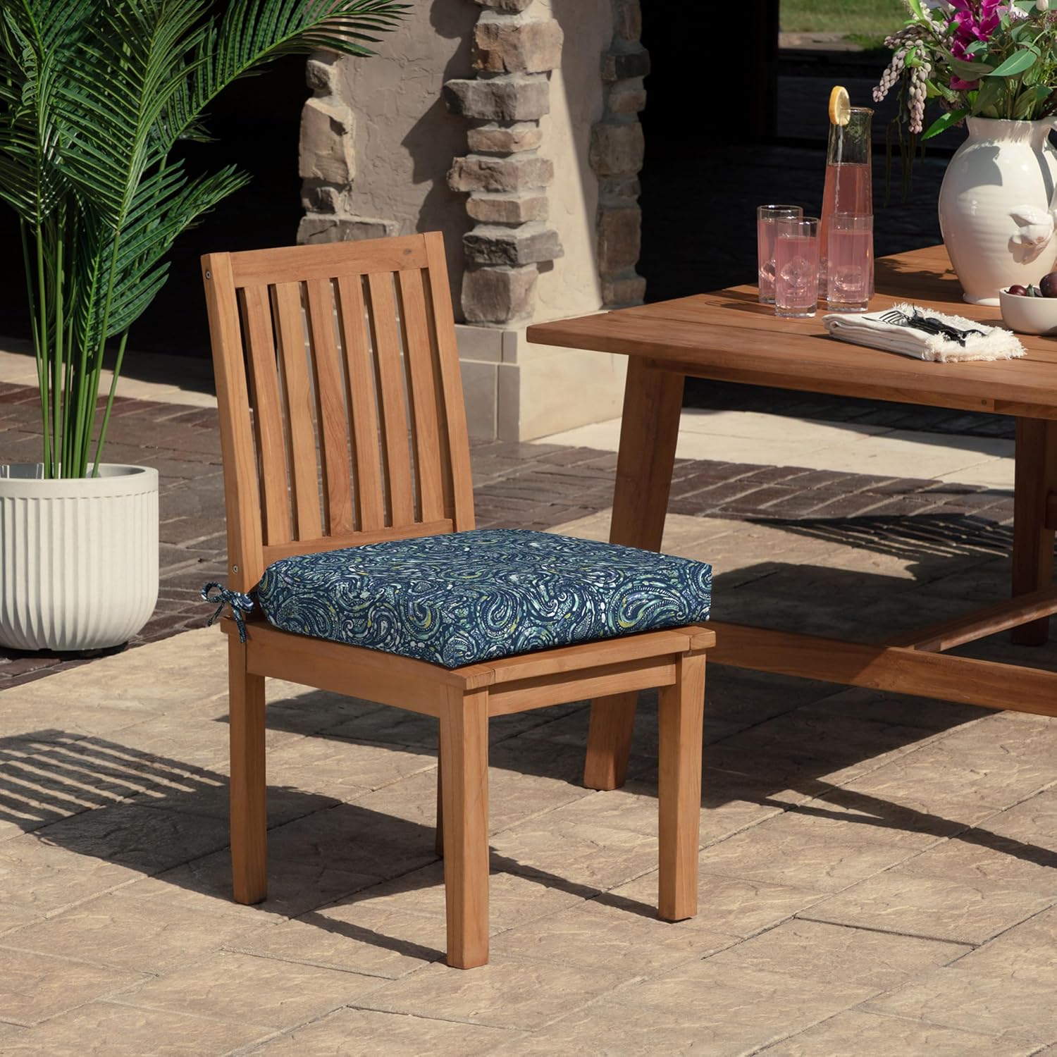 Arden Foam Outdoor Round Back Seat Cushion Kit, 20 x 19, Made with ProFoam, Rain-Proof, Fade Resistant, Sapphire Blue Ridge Paisley
