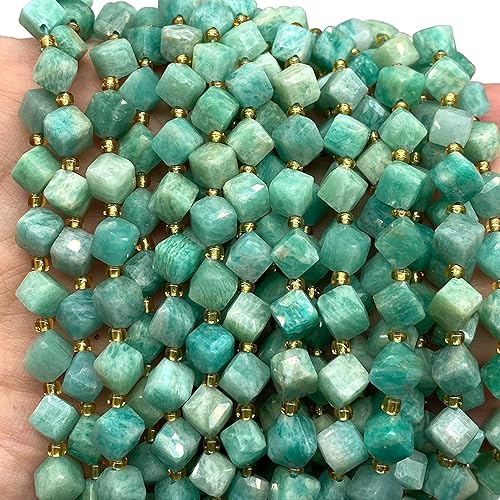 Miniatura 2 de ABCGEMS - Cuentas de amazonita brasileña azul aguamarina (una técnica de corte revolucionaria aporta un aspecto más dinámico a un cubo tradicional)