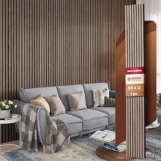 Avana Modern Acoustic Wood Wall Panels – 94.4 X 12.6 Inch Walnut Acoustic Panels Set of 1 – Wall Panels For Interior Wall Decor For Homes, Offices, Studios – Sturdy And Durable Wood Panels For Wall