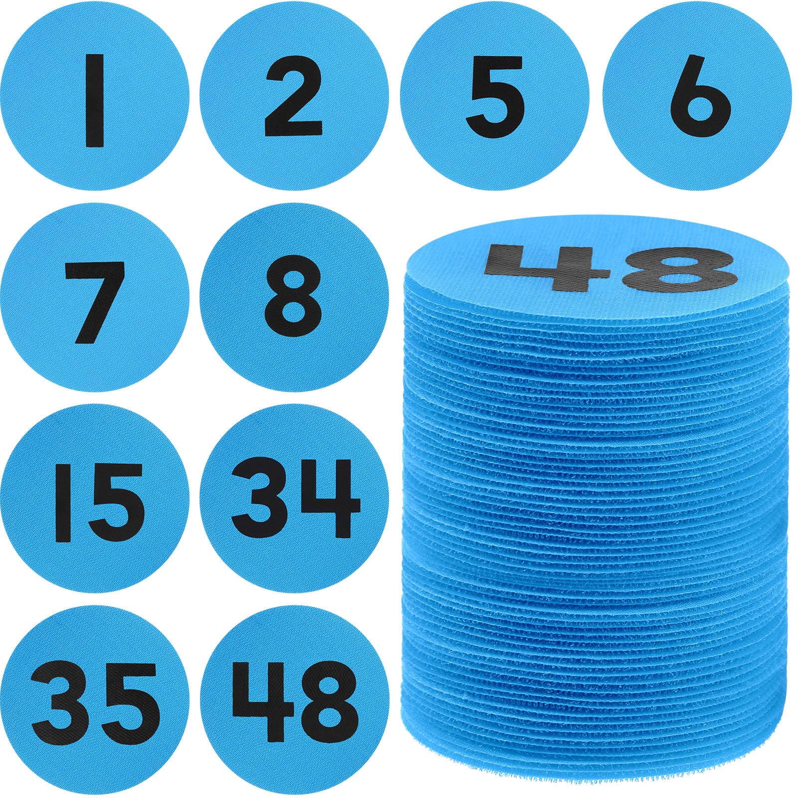 Ireer 48 Pcs Carpet Marker Spots, Carpet Dots with Number 1-48, Line up Spots for Rug, 4 Inch Floor Dots Supplies Decoration(Blue, Black)