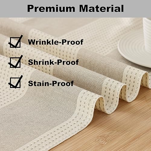 Miniatura 4 de Gernaice Camino de mesa de arpillera con borlas de 36 pulgadas de largo, estilo bohemio, a rayas anchas, de lino, camino de mesa, accesorios de mesa